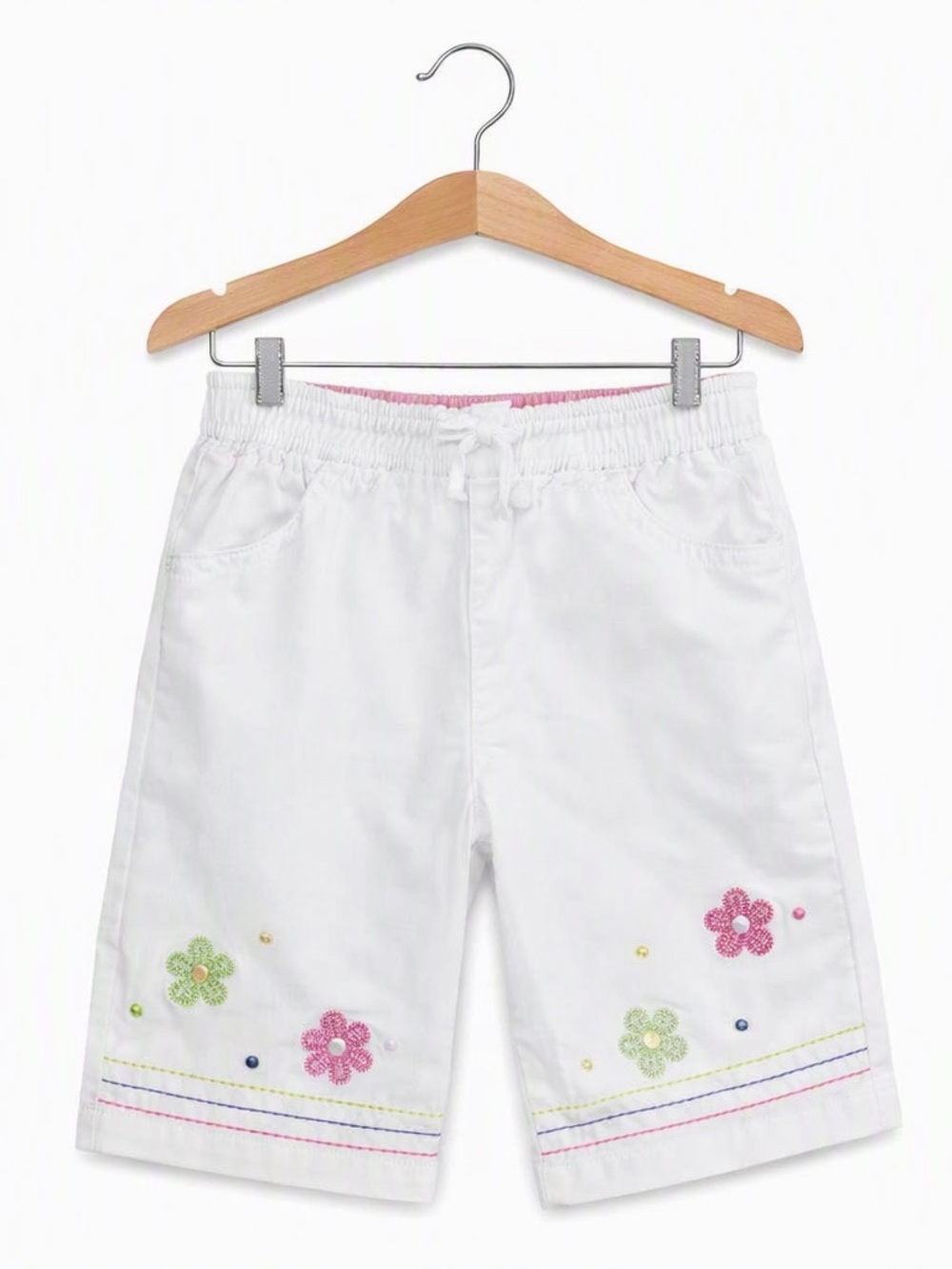 10/$15 Y2K Baby White Cotton Embroidered Cargo Style Pants Size 3M